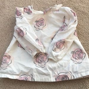 Cream shirt with baby pink roses